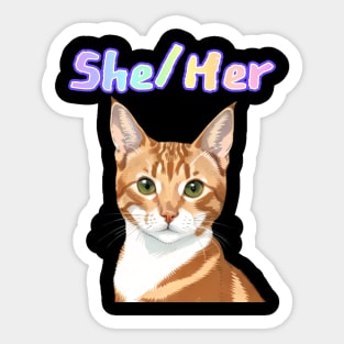 Crookie - She/Her Rainbow Text Purple Sticker